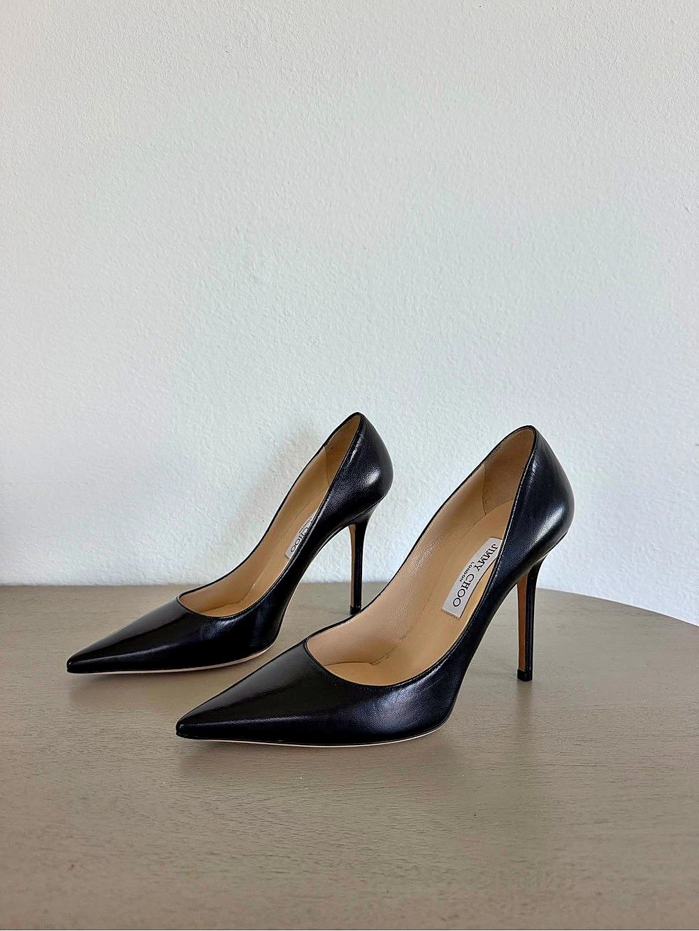 Jimmy Choo Love 100 Pointed Toe Pumps Black EU 39